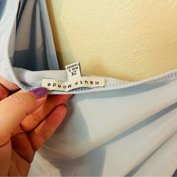 NWT Blue Drawstring Front Top - Picture 2 of 7